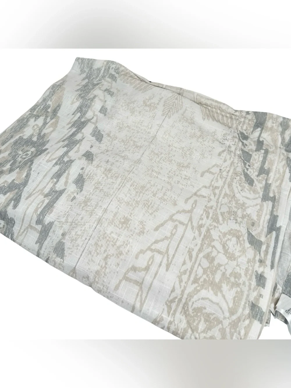 West Elm Set of 2 White Gray Beige Modern Print Neutral Cotton Curtain Panels